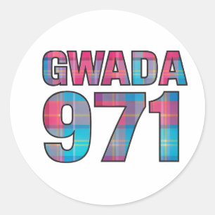 Gwada 971 - Stolz Guadeloupéenne Runder Aufkleber