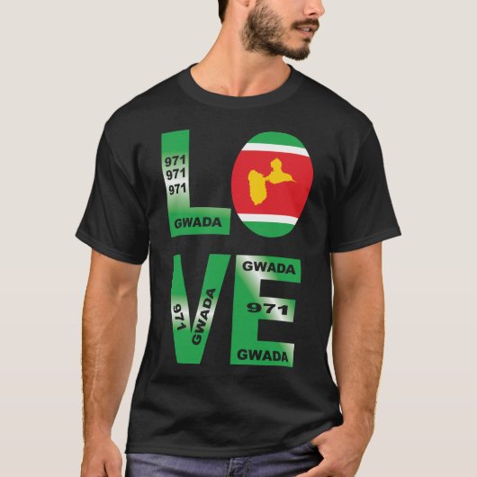 GWADA LOVE Flagge Guadeloupe 971 T-Shirt (Vorderseite)