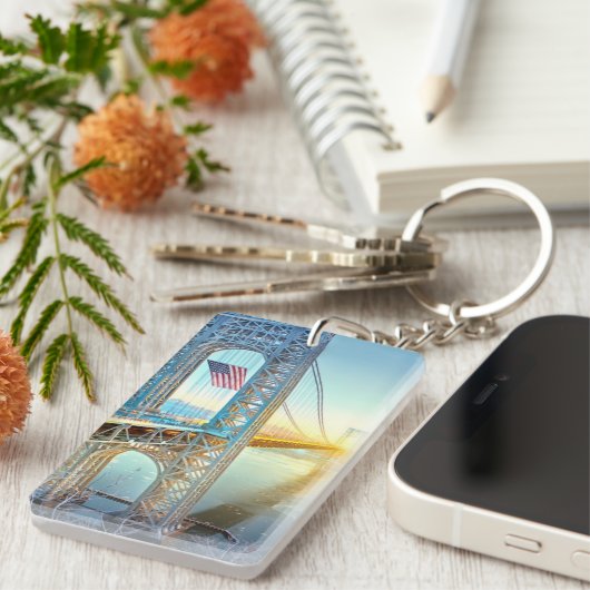 GWB anschließenfort-Lee NJ und Manhattan NYPlus Schlüsselanhänger (Vorderseite rechts)