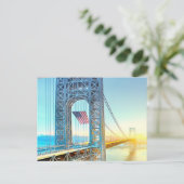 GWB verbindet Fort Lee NJ und Manhattan NYPlus Postkarte (Stehend Vorderseite)
