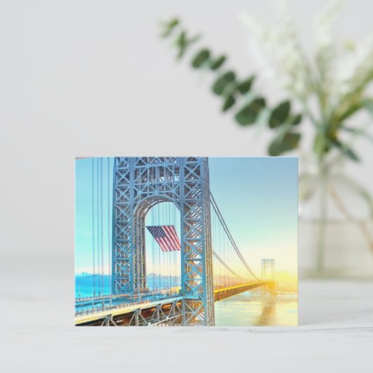 GWB verbindet Fort Lee NJ und Manhattan NYPlus Postkarte (Stehend Vorderseite)