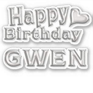 Gwen Happy Birthday silver Aufkleber Sticker