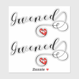 Gwened Flag in Heart, Vannes, Breton, Bretagne Aufkleber