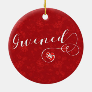 Gwened Flag in Heart, Vannes, Breton, Bretagne Keramik Ornament