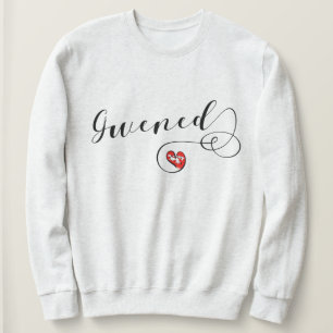 Gwened Flag in Heart, Vannes, Breton, Bretagne Sweatshirt