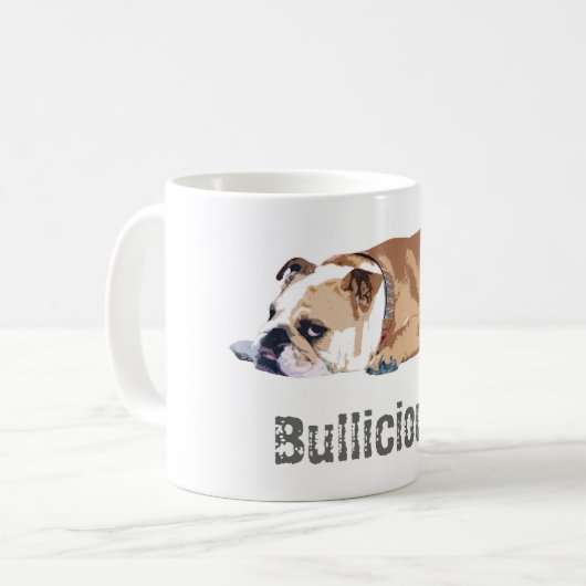 GwenGear Tasse "Bullicious" englische Bulldogge (Vorderseite Links)
