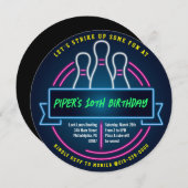 Gwer BOWLING BALL RUND Geburtstagsparty Einladung (Vorne/Hinten)