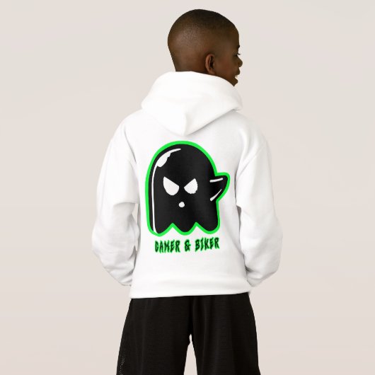 Gwosts Gamer & Biker Kid's Hoodie (Schwarz voll)