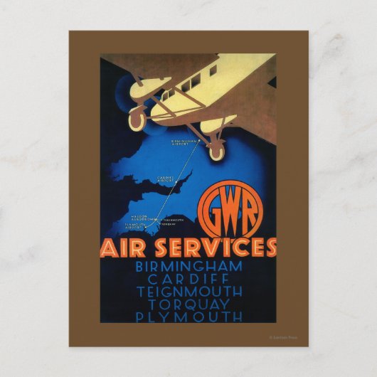 GWR Air Services Vintag PosterEurope Postkarte (Vorderseite)