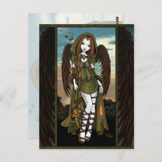 Gwyneth Sunset Dragon Lantern Angel Postcard Postkarte (Vorne/Hinten)