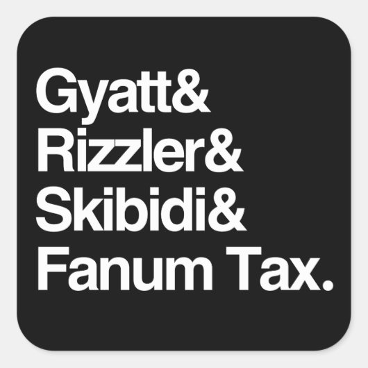 Gyatt Rizzler Skibidi und Fanum Tax Quadratischer Aufkleber (Vorderseite)