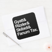 Gyatt Rizzler Skibidi und Fanum Tax Quadratischer Aufkleber (Umschlag)