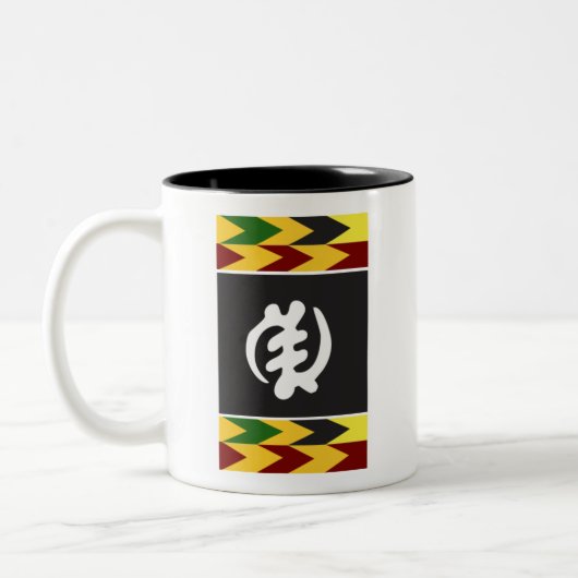 Gye Nyame Adinkra Tasse mit farbenfroher Kente Acc (Links)