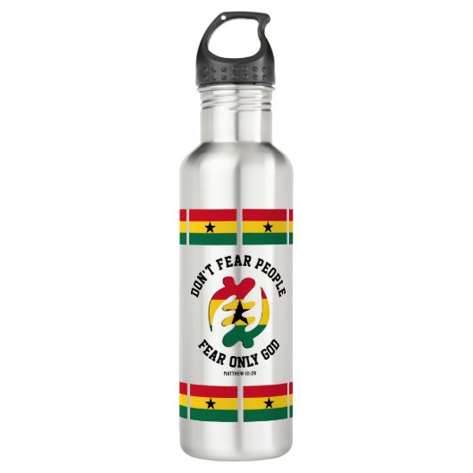 Gye Nyame FEAR NUR GOD Christlich Ghana Edelstahlflasche (Vorderseite)