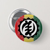 GYE NYAME, rotes Gelb und Grün-Knopf Button (Vorne & Hinten)