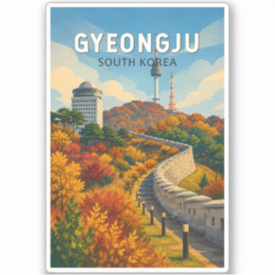 Gyeongju Südkorea Illustration Reise Kunst Aufkleber