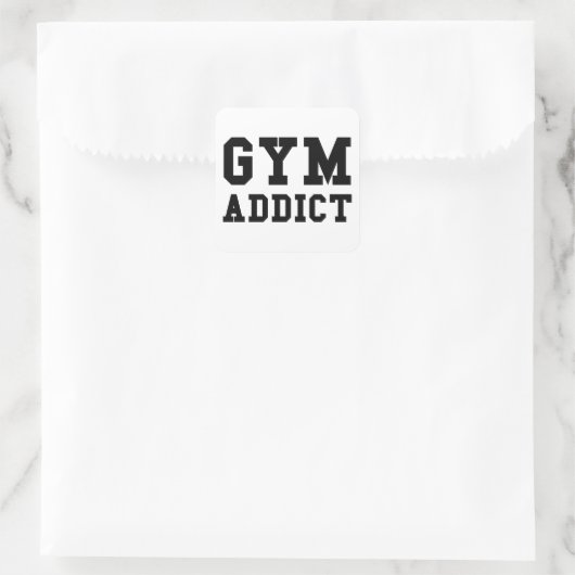 GYM ADDICT QUADRATISCHER AUFKLEBER (Tasche)