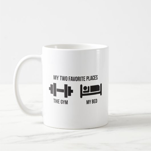 Gym and Bed - Funny Cartoon Piktogramm - Neuheit Kaffeetasse (Links)