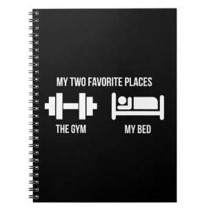 Gym and Bed - Funny Cartoon Piktogramm - Neuheit Notizblock