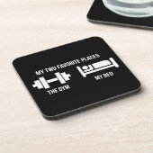 Gym and Bed - Funny Cartoon Piktogramm - Neuheit Untersetzer (Linke Seite)