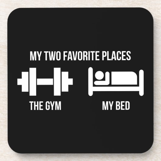 Gym and Bed - Funny Cartoon Piktogramm - Neuheit Untersetzer (Vorderseite)