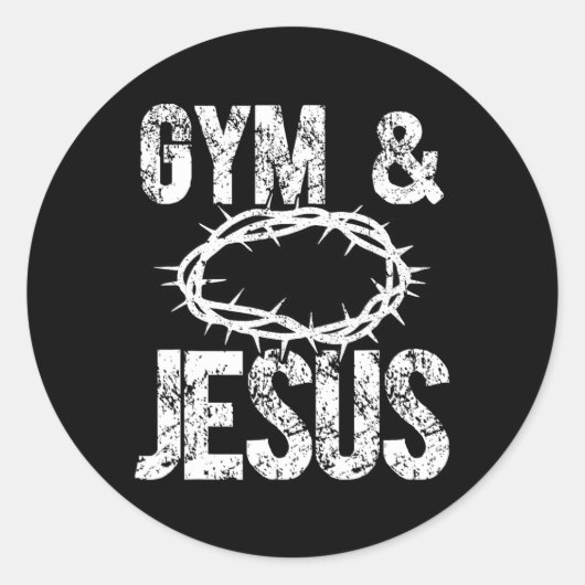 Gym And Jesus Christian Bodybuilder Religious Body Runder Aufkleber (Vorderseite)