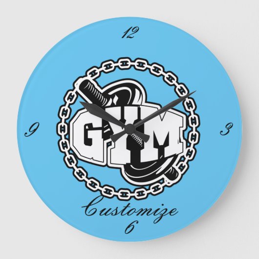 Gym Barbell Logo Thunder_Cove Große Wanduhr (Vorderseite)