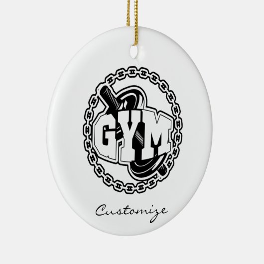 Gym Barbell Logo Thunder_Cove Keramik Ornament (Rechts)