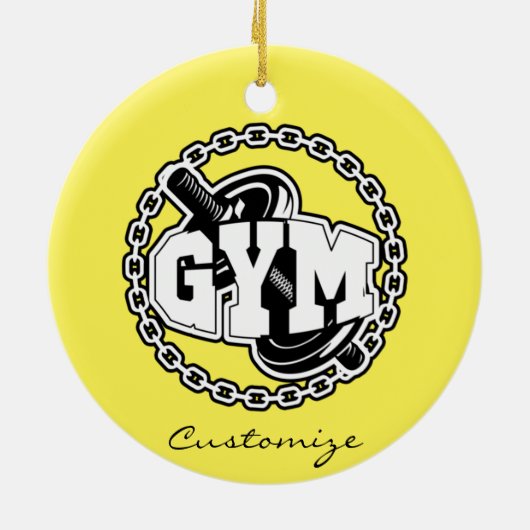 Gym Barbell Logo Thunder_Cove Keramik Ornament (Hinten)