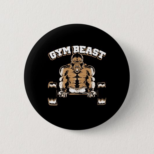 Gym-Biest Gorilla Gewichtheben Bodybuilding Workou Button (Vorderseite)