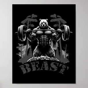 Gym Bodybuilding Fitness Workout Beast Bär Mit D Poster