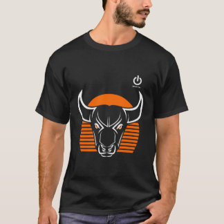 Gym Bull Head Orange Gym Bodybuilding Fitness Trai T-Shirt