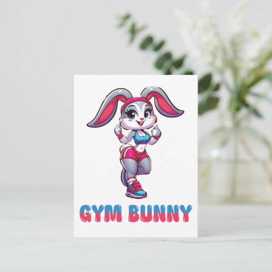 Gym Bunny Postkarte (Stehend Vorderseite)