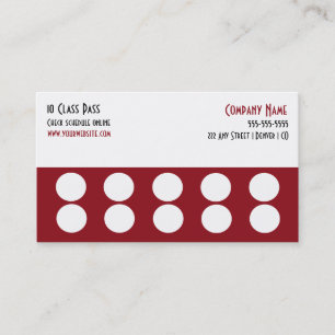 Gym Business Card 10 Class Pass Card Treuekarte