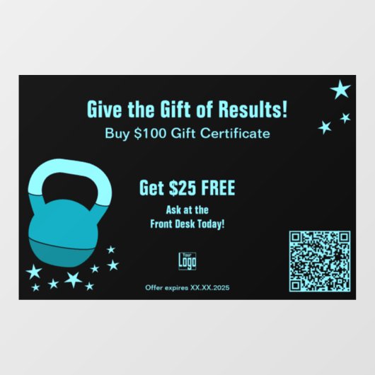 Gym Christmas Gift Results Certificate Promotion Fensteraufkleber (Blatt)
