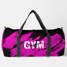 Gym Companion Brushy Pink Black Duffle Bag