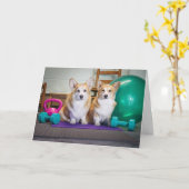 Gym Corgis Get Well Grußkarte Karte (Gelbe Blume)