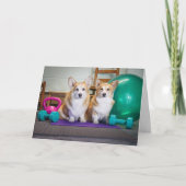 Gym Corgis Get Well Grußkarte Karte (Vorderseite)