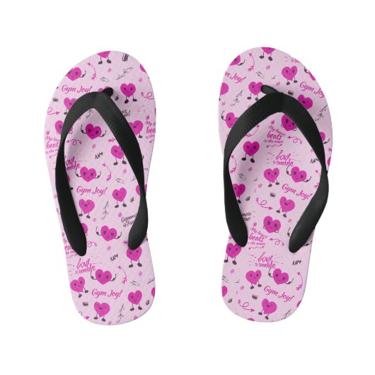 Gym Crazy Herz Gemustert Pink Kinderbadesandalen (Fußbett)
