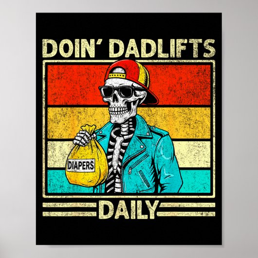 Gym Dad Doin' Dadlifts Daily Men Fathers Day Funny Poster (Vorne)