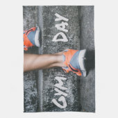 Gym Day Jeden Workout Motivation Stairs Orange Geschirrtuch (Vertikal)