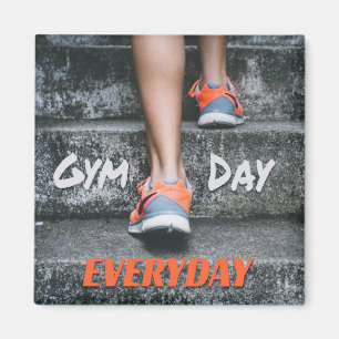 Gym Day Jeden Workout Motivation Stairs Orange Magnet