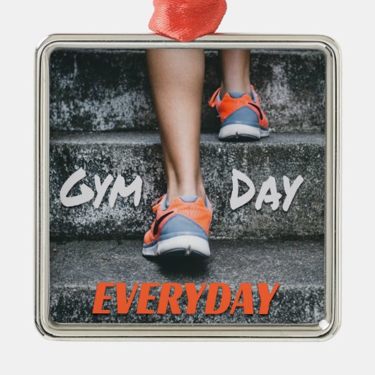Gym Day Jeden Workout Motivation Stairs Orange Ornament Aus Metall (Vorne)