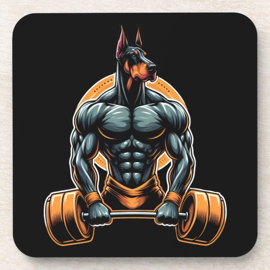 GYM Doberman Hundbodybuilder Power-Lifter Getränkeuntersetzer (Vorderseite)