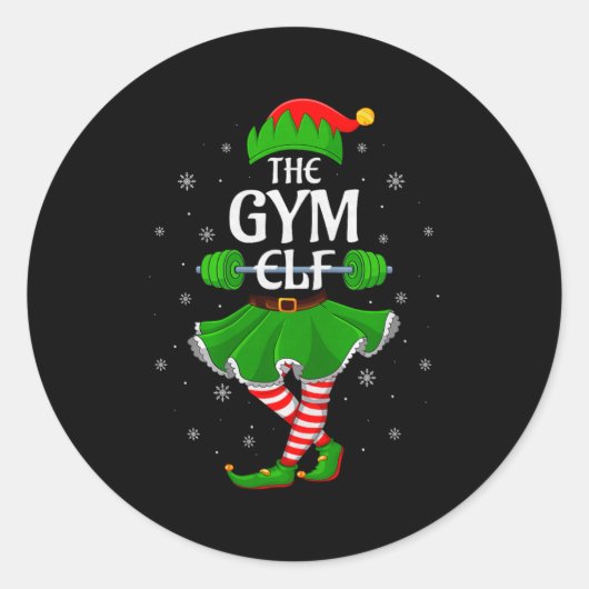 Gym Elf Christmas Family Workout Girls Women Elf S Runder Aufkleber (Vorderseite)