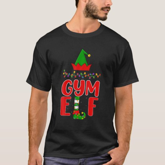 Gym Elf Matching Family Lighting Weihnachten T-Shirt (Vorderseite)