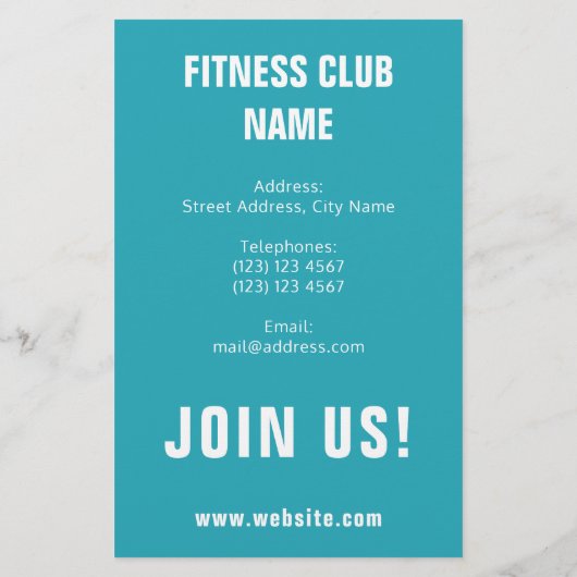 Gym Fitness Club fett Text inspirieren blau Flyer (Hinten)