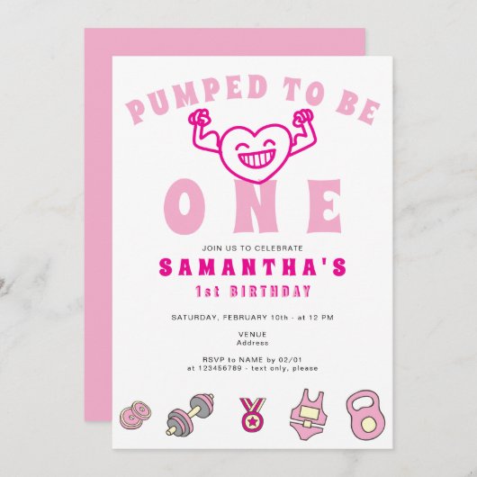 Gym Fitness führt ein starkes Mädchen aus 1. Gebur Einladung (Vorne/Hinten)