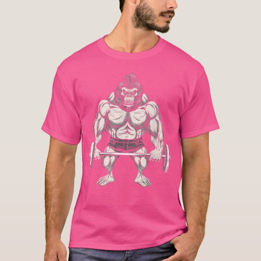 Gym Gorilla mit Barbell Bar T-Shirt (Vorderseite)