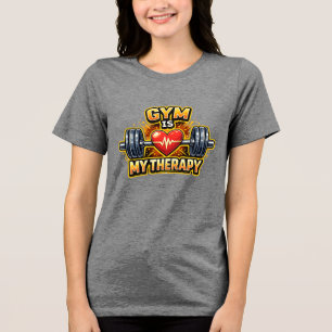 Gym Ist Meine Therapie Frauen Fitness Grafik Tri-Blend Shirt